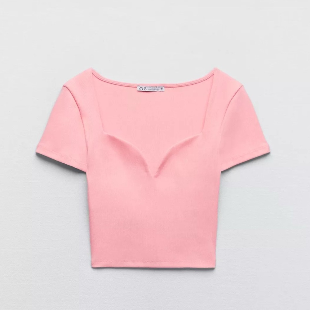 ZARA Sweetheart Neckline Top Elegant Pink Women's Top NWT
